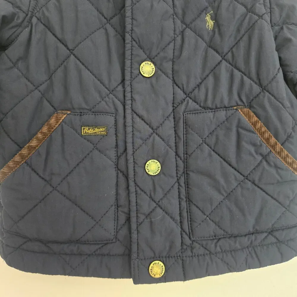 Ralph Lauren Baby Quilted Barn Jacket Corduroy Preppy Snap Front 12 Months